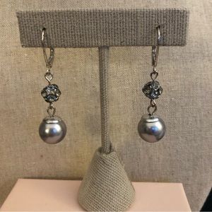 BCBG Max Azria Femme Fatale hematite and black pearl earrings